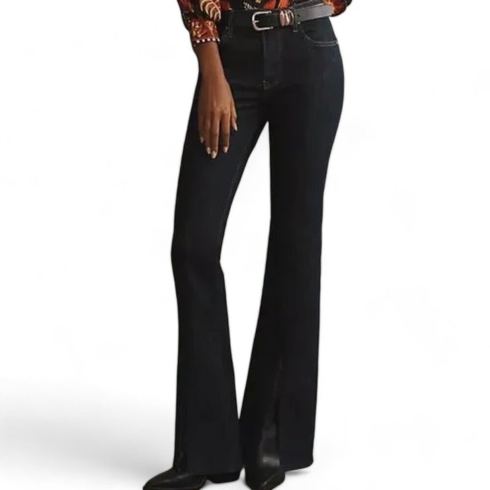 Pilcro Anthropologie Bootcut Jeans Women's Split Front Raw Stretch‎ Denim 28